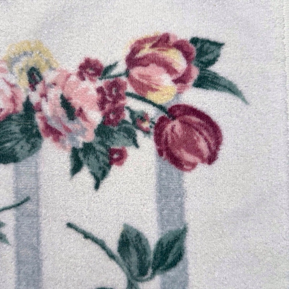VTG Springmaid Made USA Hand Towel 90s Cottagecore Retro Pink Roses Blue Stripes - Picture 4 of 10